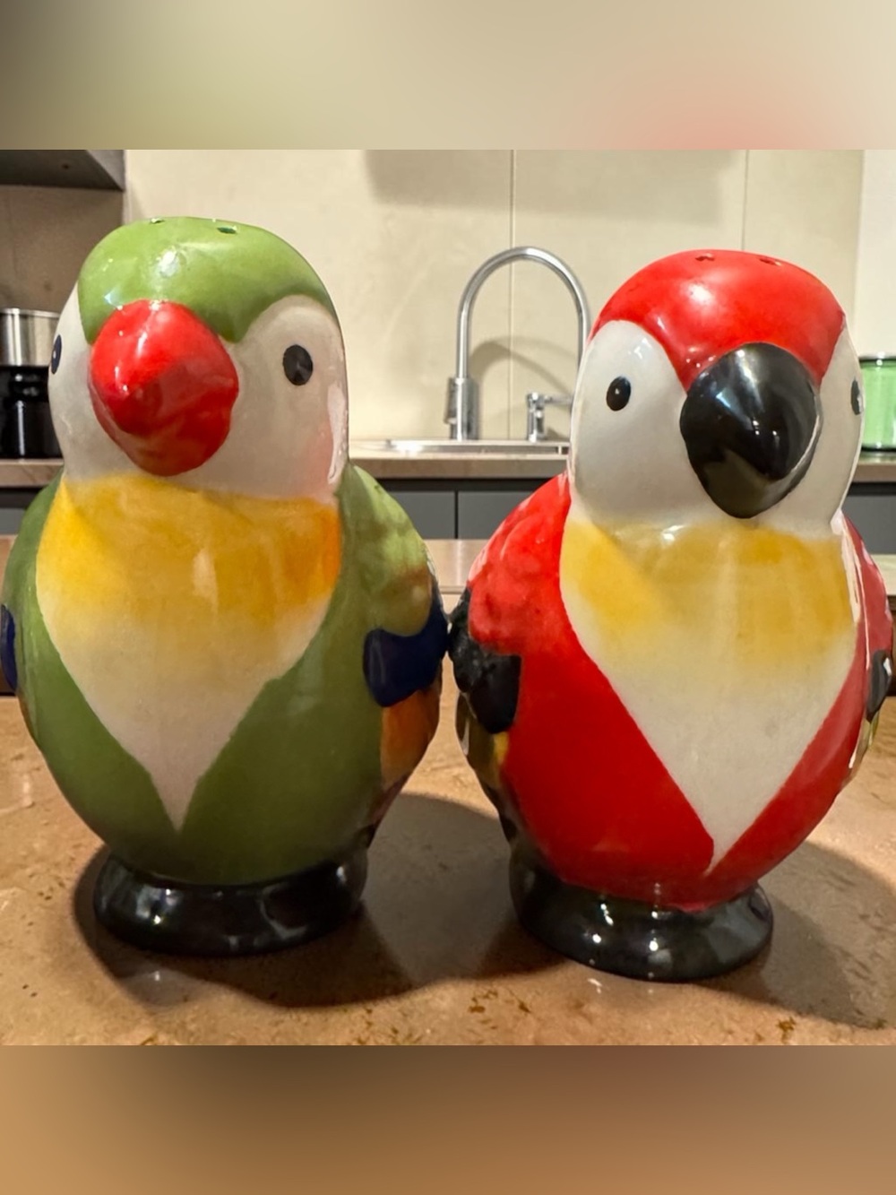 Decorative CeramicPier 1 Parrot Salt and Pepper Shakers - Red & Green